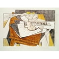 thumbnail image 2 of Gris, Juan 24x19 Gold Ornate Wood Framed with Double Matting Museum Art Print Titled - Still Life With a Newspaper and a Wooden Table, 2 of 4