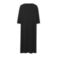 thumbnail image 6 of Nursing Night Gown for Breastfeeding Summer Short Sleeve Scoop Neck Side Slit Zip Up Sleep Dress with Pockets Sleepwear, 6 of 7