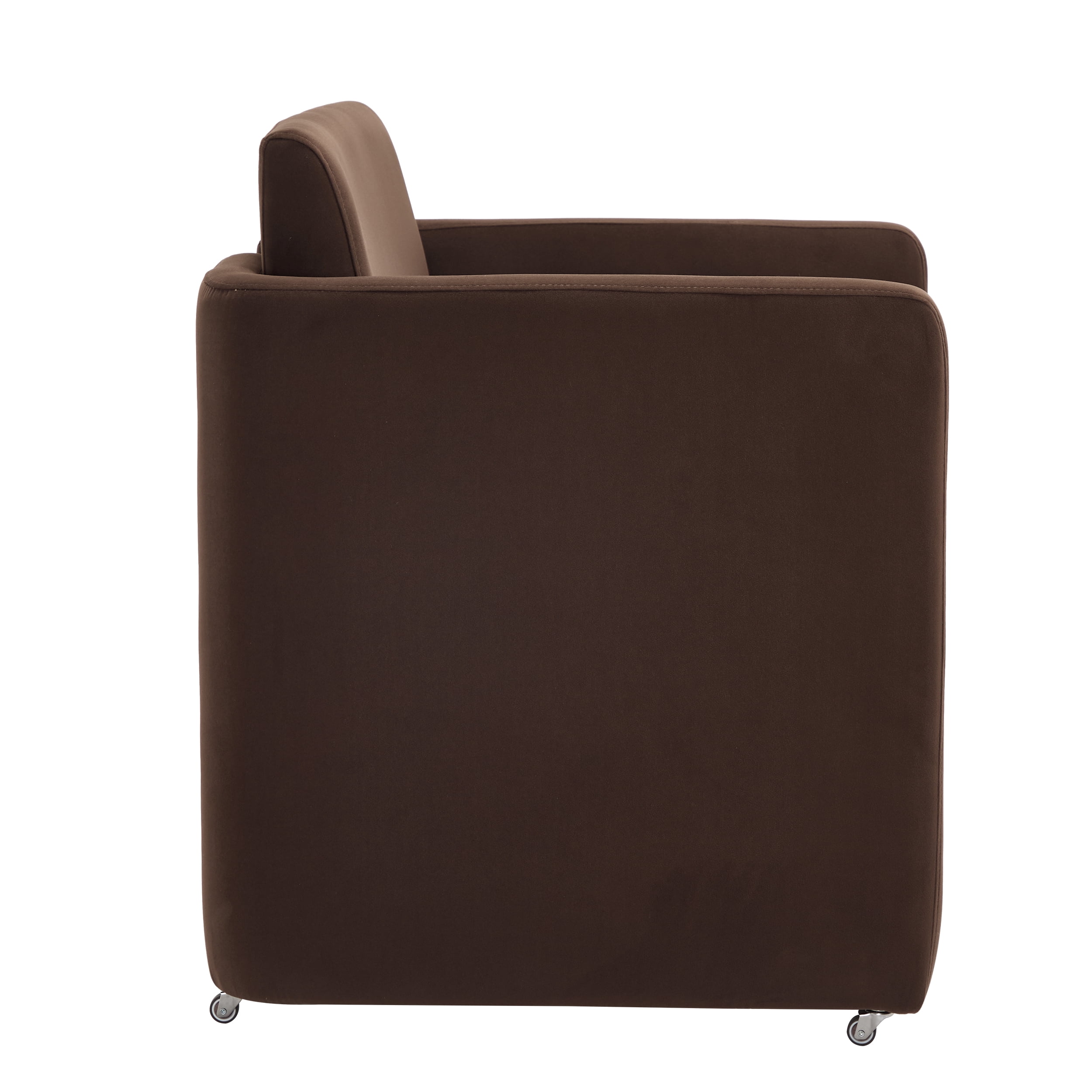 Barrel Dining Chair with Velvet Fabric and Arms, Upholstered Accent Chair and Side Seating for Living Room Home Office Reception, Velvet Chocolate