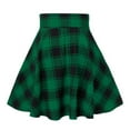thumbnail image 3 of Mrat Short Pleated Skirts for Women Mini Plaid Skirt High Waisted Drawstring A-Line Dress S-16 Green m, 3 of 8