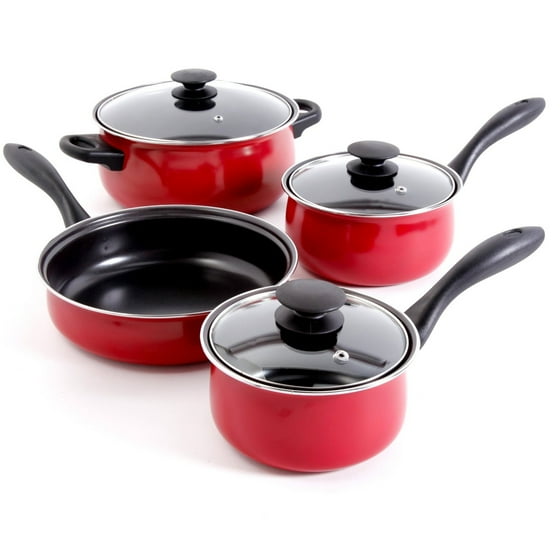  Gibson  Home Callisburg 7 Piece Cookware Set  Red Walmart  com