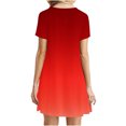 thumbnail image 4 of Summer Saving Wycnly Sundresses for Women Short Sleeve Crewneck Gradient Print Mini Dresses Casual Flowy Swing Tunic T-Shirt Summer Dress Red Up to 65% off, 4 of 6