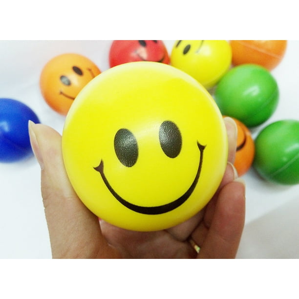Pelota de espuma de poliuretano con esponja de descompresión y ventilación con cara sonriente de 63 mm de expresión de color
