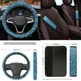 thumbnail image 5 of Yuyamidu Blue Leopard Print Car Seat Covers Fashion Car Floor Mats Steering Wheel Cover Seat Belt Pads Cup Holders Gear Shift Cover Hand Brake Cover, 15 PCS, 5 of 6