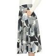 thumbnail image 5 of White Mark Women's Leaf Print Vintage Flared Midi Skirt, 5 of 6
