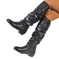 thumbnail image 4 of Women's Wide Calf Knee High Boots Block High Heel Slouchy Long Riding Boot (Black 42), 4 of 8