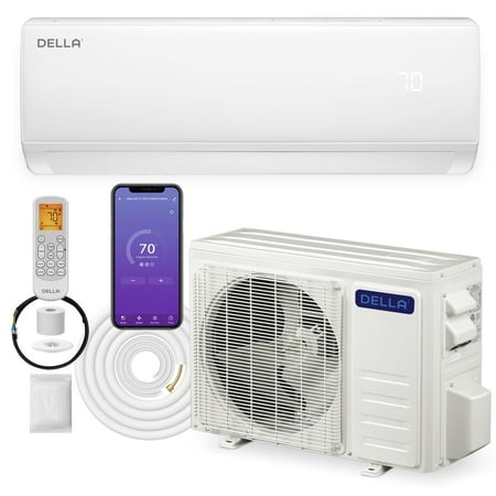 

DELLA 11000 BTU Mini Split Air Conditioner 17 SEER2 Cools up to 550 Sq. Ft 115V Works with Alexa Wifi Enabled Air Conditioner & Heater Ductless Inverter System with Heat Pump Installation Kit