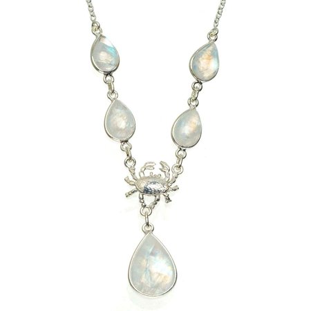 StarGems® Natural Rainbow Moonstone Handmade Unique 925 Sterling Silver Necklace 16.25+1.25" A3176