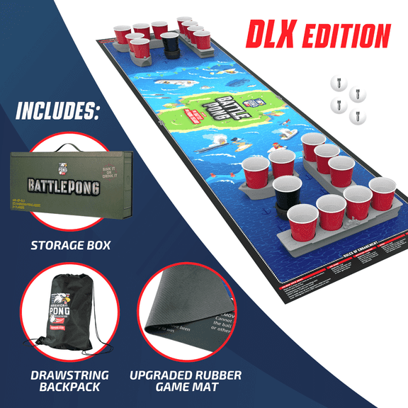 BattlePong DLX, Tabletop Pong Party Game, Indoor Outdoor Pong Game, for All Ages