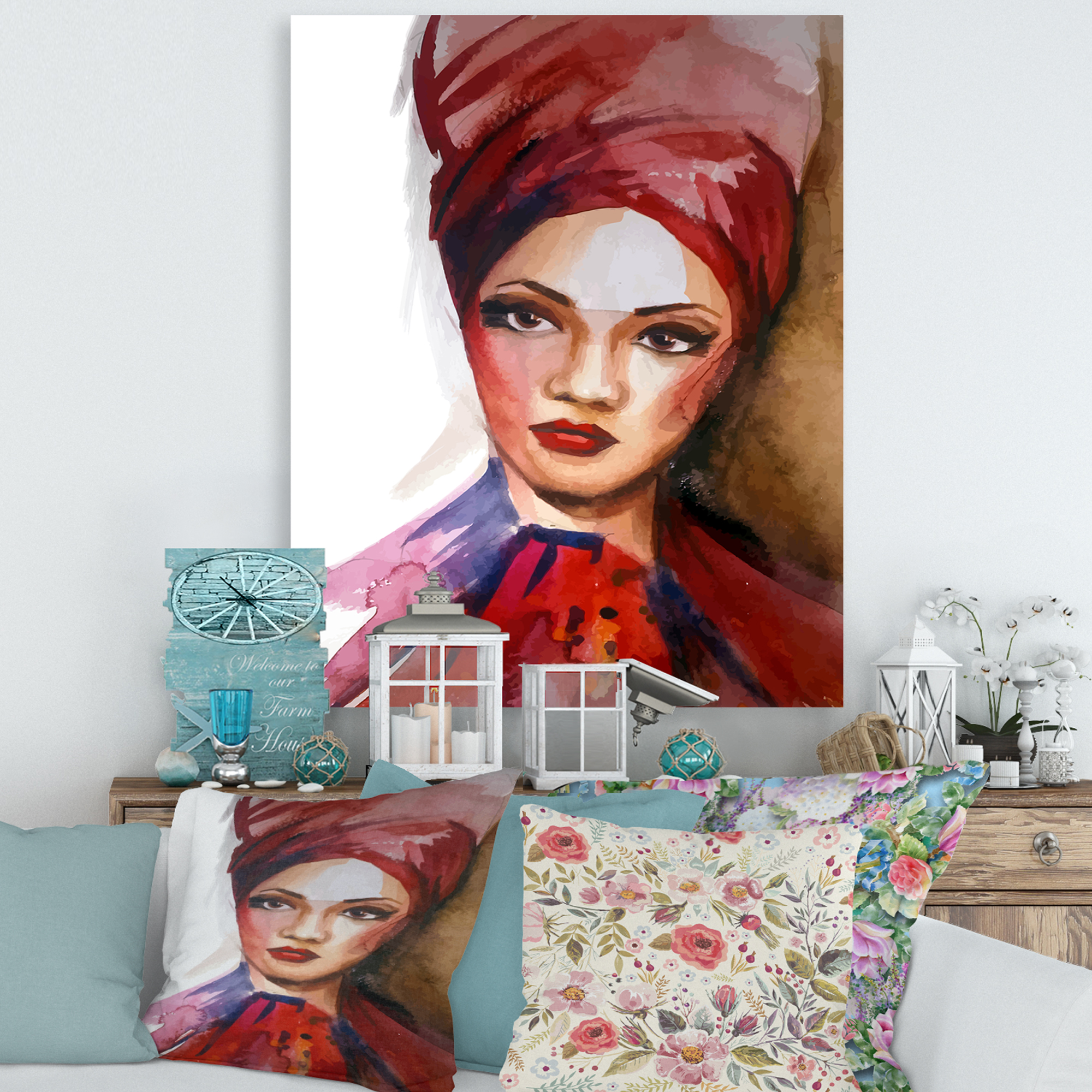 Designart ' Portrait of Young African American Woman I ' Modern Canvas Wall Art Print