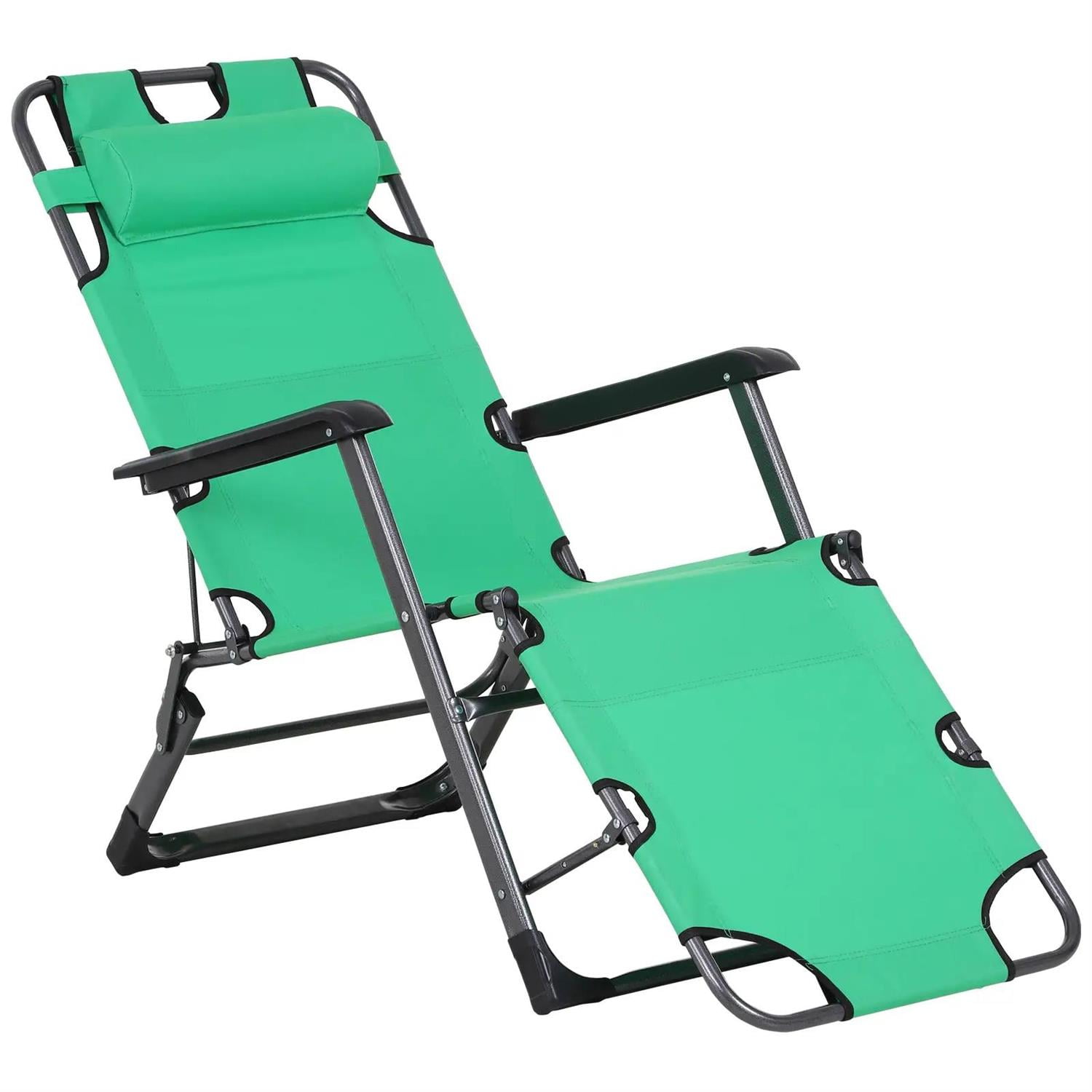 Demi Bonn Chaise Lounge Chair for Patio, Oxford Fabric Metal Frame Outdoor Pool Sun Lounger Chair 120°/180°, for Beach, Patio, Lawn, Deck, Green