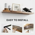 thumbnail image 2 of Floating Shelves for Bedroom, Bathroom & Living Room - 36 Inch Wall Mounted, Set of 2-1.3" Thick Brown Wood Floating Book Shelves, 2 of 6