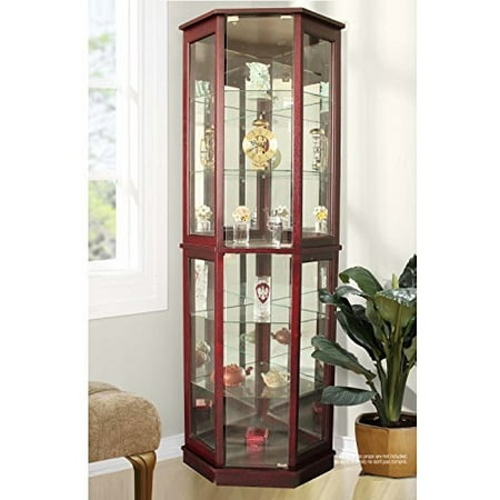 Jenlea Lighted Standing Corner Curio Cabinet And Trophy Display