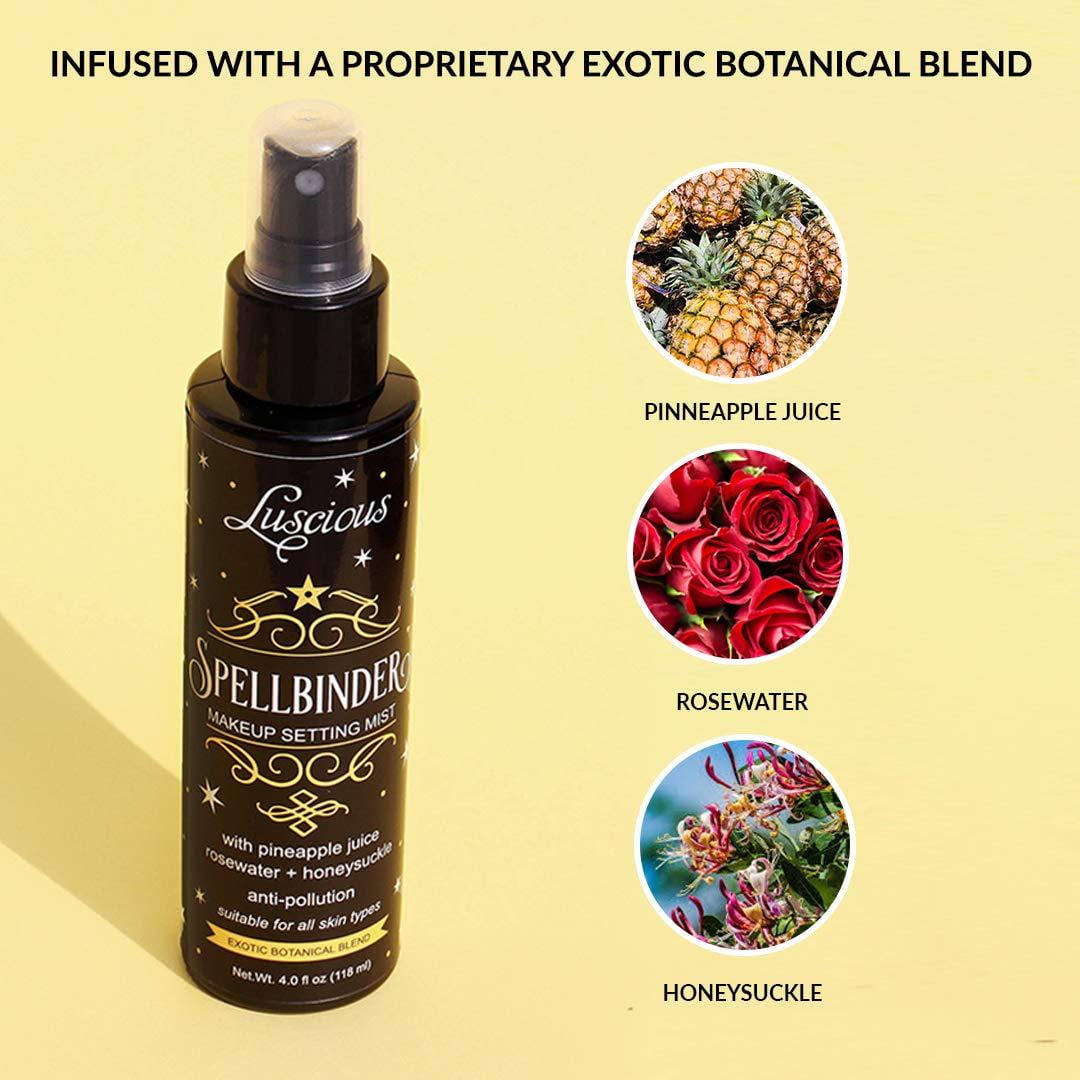 Spellbinder Makeup Setting Spray by Luscious Cosmetics - Made with Real Pineapple Juice, Rosewater, and Honeysuckle - Long Lasting Setting Spray ...