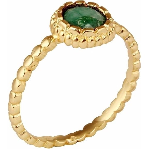VISHUDDHA Women's Brass Green Ropada Statement Band Ring Fashion Jewelry for Gift on Special Occasion,6