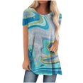 thumbnail image 2 of Pntutb Moda Mujer Verano Cuello Redondo Manga Corta Estampado Casual Camiseta Blusa Pntutb Pntutb-5146, 2 of 5