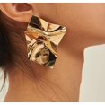 thumbnail image 1 of Fashionable, simple and personalized pleated trendy earrings, geometric, irregular, unique, mirror-like temperament, large earrings for women Couple jewelry Valentine's Day gift, 1 of 5