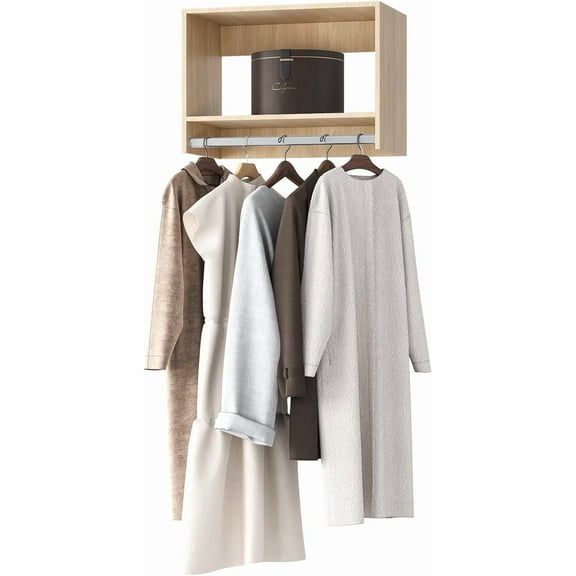 MODCART Tall Hanging Closet Unit, Modular Closet System, Wood Closet System Organizer with Storage for Walk In Closets, Clothing Rack Wardrobe Closet for Hanging Clothes, Bedroom, Wood, 28.5"W