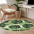 thumbnail image 4 of Round Rugs 3Ft, Palm Leaf Round Area Rug Washable Indoor Throw Carpet, Tropical Plant Country Green Summer Small Non Slip Circle Rug for Bedroom Living Room Home Decor Aesthetic, 4 of 8