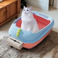 thumbnail image 6 of Cat Potty Toilet Large Pan Cage Litter Pan Splashproof Pet Litter Tray Bedpan for Indoor Cats, Hamsters, Kitty, Rabbit, Small Animals Pink Base 50X35X20CM, 6 of 9