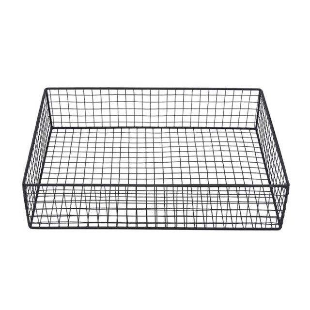 Benzara BM161402 Spacious Wire Mesh Metal Paper Tray, Black