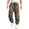 thumbnail image 3 of Havenx Mens Baggy Camo Cargo Pants Maple Leaf Print Drawstring Waist Tapered Cargo Joggers with Pockets Wide Leg Bottoms Hunting Casual Fashion Loose Fit Y2k Streetwear,Deep Green 2XL, 3 of 5