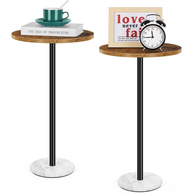 Ensemble de 2 Tables d'Appoint Rondes Petites Tables de Bout Tables d'Accent pour Petits Espaces Table Basse Ronde Bois Rustique Table de Chevet Table d'Appoint Salon Chambre Balcon Marron