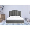 thumbnail image 5 of HomeRoots 486081 67 x 64 x 87 in. Queen Size Gray Upholstered Vertical Channel Velvet Bed with USB, 5 of 6