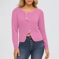 thumbnail image 2 of SGMVNU Cropped Cardigan Sweaters for Womens Button Up Long Sleeve Crewneck Fall Dressy Casual Knit Sweater Jackets(Red, One Size), 2 of 4
