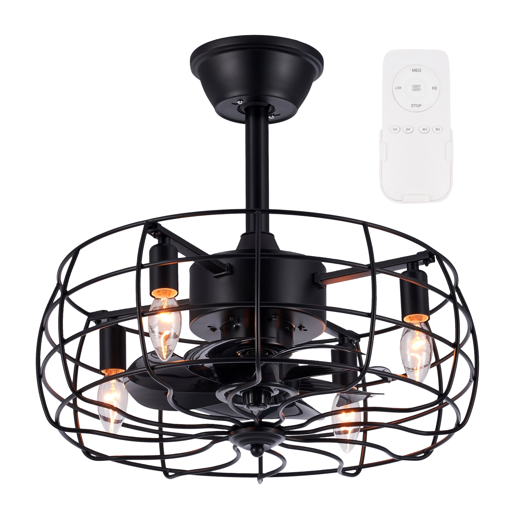 Bestco 19" Ceiling Fan with Lights 8 Blades Remote Control Timer and