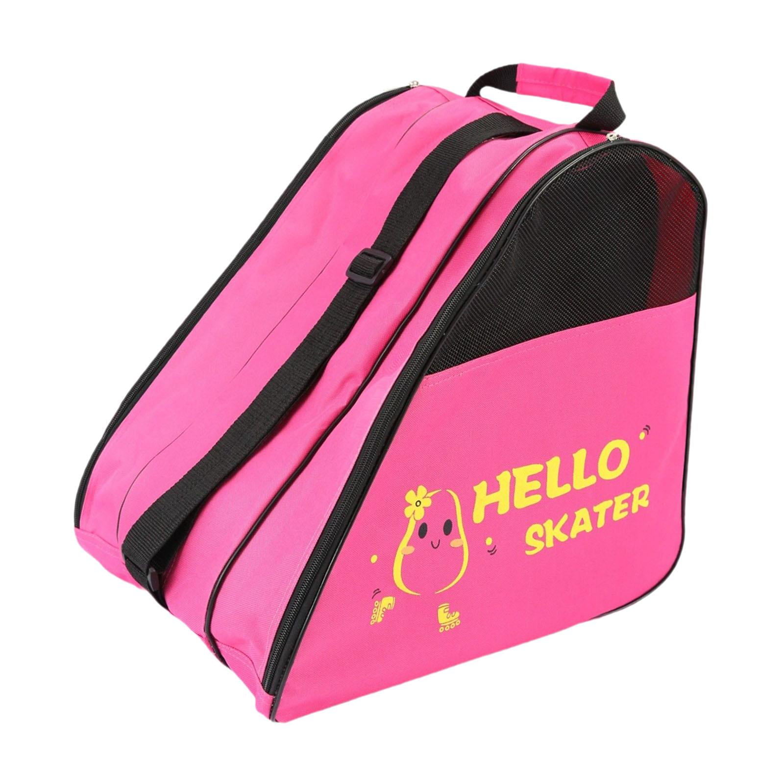 Dualoai Roller Skate Storage Bag, Skating Shoes Bag, Handbag, Breathable Carrying Pouch, Pink