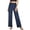 *Dark Blue, variant on ClodeEU Women's High Waisted Wide Leg Faux Denim Pants, Straight Leg Stretch Jeans Black,Womens Plus L