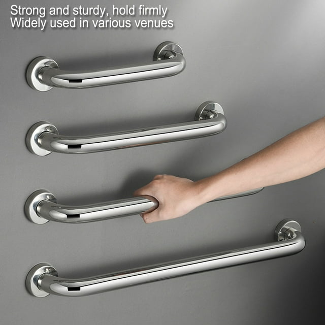 304 Stainless Steel Bathroom Safety Rail with Rounded Handle Sturdy Base, Multifunctional for Elderly, Disabled, Metallic Color