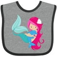 thumbnail image 3 of Inktastic Cute Mermaid, Little Mermaid, Pink Hair, Dolphin Girls Baby Bib, 3 of 4