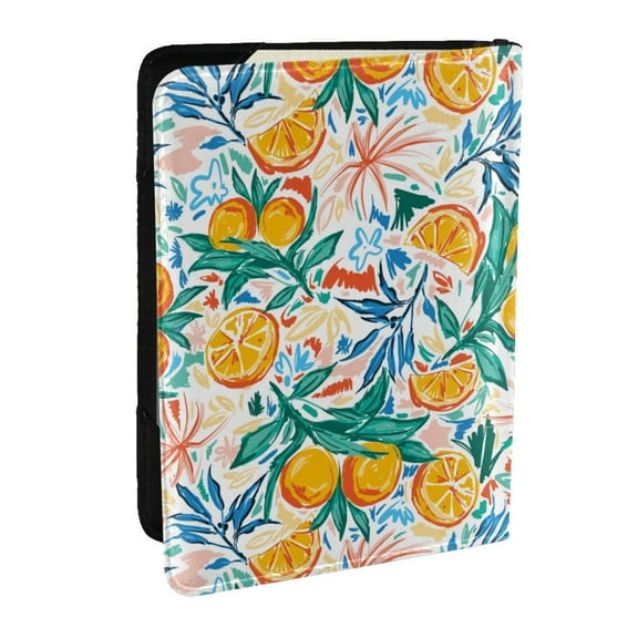 Qokaie Colorful Fruits Drawing Passport Holder for Travel, Passport Wallet Cover , 3 Cards Slots, Family Leather Passport Protector Case, Anti-Lost Travel Essentials