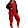 thumbnail image 2 of POROPL Pajamas for Women Plus Size,Long Sleeve Sleepwear Top with Jogger Pants Sizes XL-5X, 2 of 5