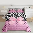 thumbnail image 2 of Castle Fairy Cartoon Pink Bow Knot Twin Comforter Sets,Black Polka Dots Bedding Set, 2 of 7