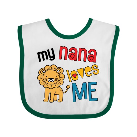 Inktastic Nana Loves Me Grandkids Lion Boys Baby Bib