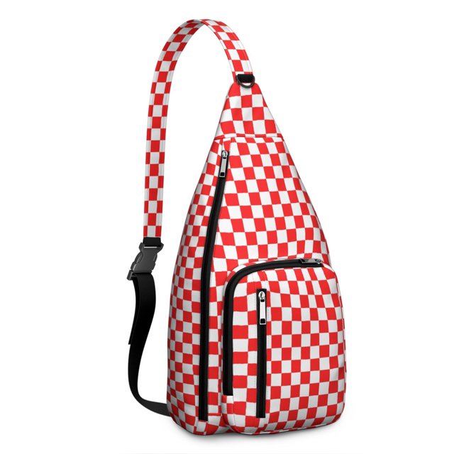 Striped & Checkered Fusion Sling Backpack - Unique Pattern Crossbody Bag, Stylish Pack for Urban Explorers