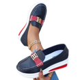 thumbnail image 6 of Miluxas Women's Leather Wedge Loafers Slip on Comfortable Loafers Thick Soft Platform Shoes Business Work Walking Dark Blue 9.5(43), 6 of 8