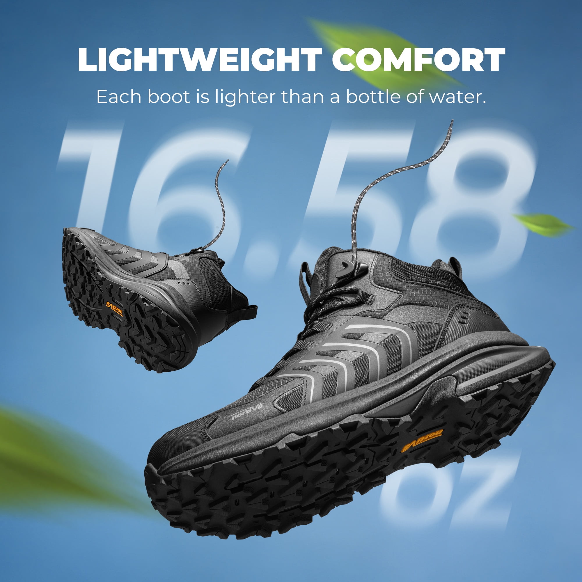 NORTIV 8 Men's Waterproof PRO Hiking Boots Lightweight Outdoor Trekking Camping Climbing Shoes for All Day Comfort Armadillo FieldLite