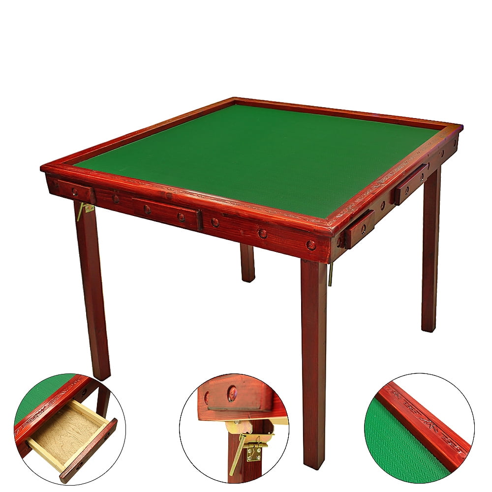 35" Mahjong Game Portable Folding Table 麻将桌 Wooden Square D Walmart