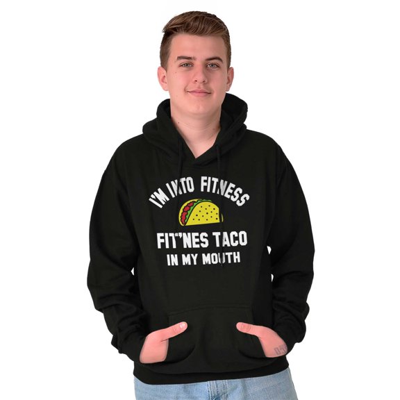 Im into Fitness Taco In My Mouth Gym Unisex Plus Fleece Graphic Hoodie Brisco Brands 2X