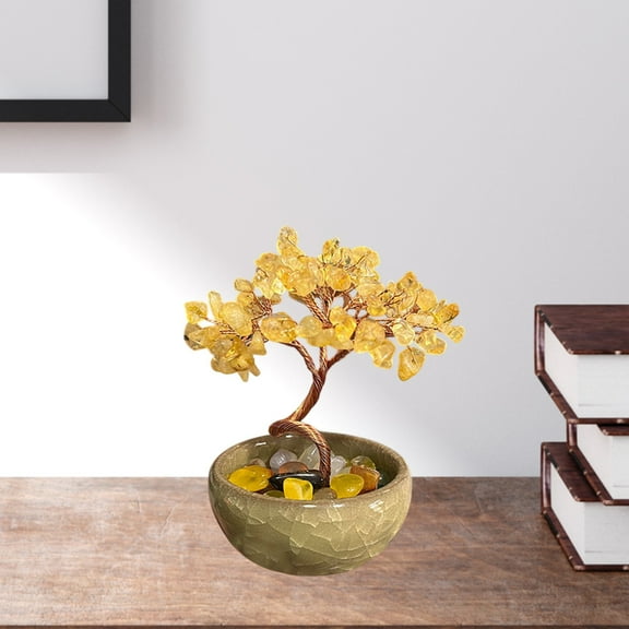HongHeng Crystal Tree Gemstone Healing Crystals Money Tree Bonsai Ceramic Base Feng Shui Tree Life,Good Luck Reiki Positive Energy, Home office Desk Decor
