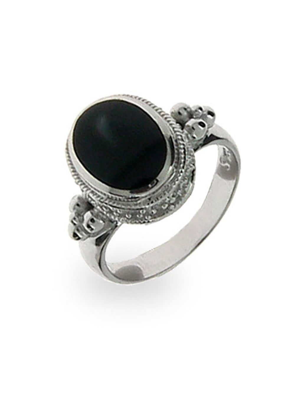 New 925 Sterling Silver and Black Onyx Ladies Small Celtic Ring sizes J-R 