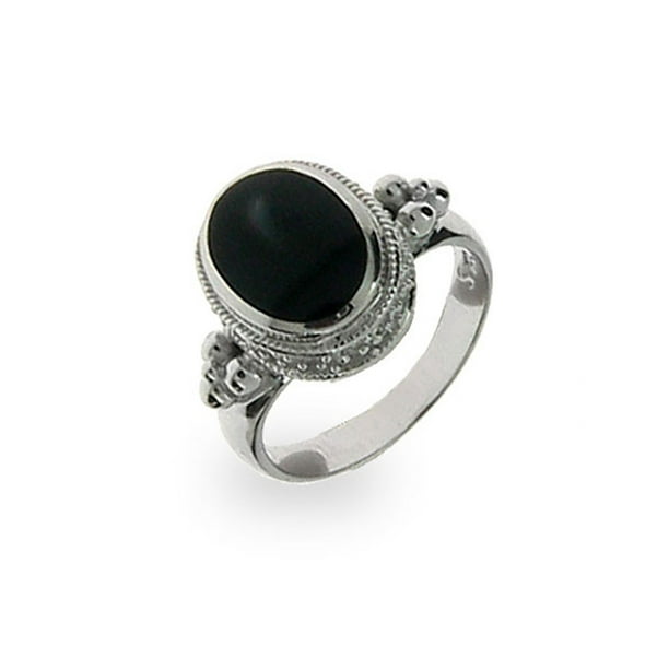 Eve S Addiction Womens Sterling Silver Oval Black Onyx Ring Ring Size Walmart Com Walmart Com