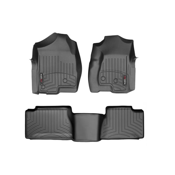 WeatherTech Custom Fit FloorLiners compatible with Silverado, Sierra - 1st & 2nd Row, Black
