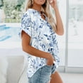 thumbnail image 6 of Button Down Shirt Women Cotton Short Sleeve Blouses V Neck Collared Button Up Summer Beach Tops, 6 of 7