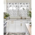 thumbnail image 4 of Grey Black Flower Swag Kitchen Curtains Sets for Windows 24 Inch Length, Spring Watercolor Floral Plant Textured Short Window Curtain Panels Swags Valances and Tiers 3 Piece Set for Cafe/Dining Room, 4 of 5