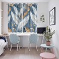 thumbnail image 5 of Gold White Feather Kitchen Curtains 72 Inch Length, Modern Spring Blue Leaf Oil Painting Grommet Top Bedroom Living Room Curtains, Light Filtering Cafe Curtain Drapes 2 Panels Set 104''x72'', 5 of 9